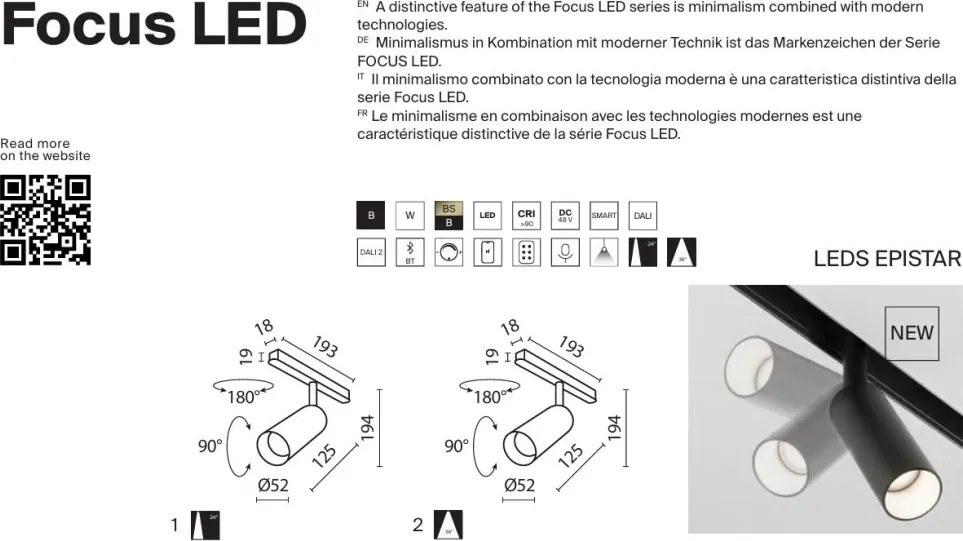 Spot LED pentru sina magnetica Focus Led Exility 3000K 12W 36 grade