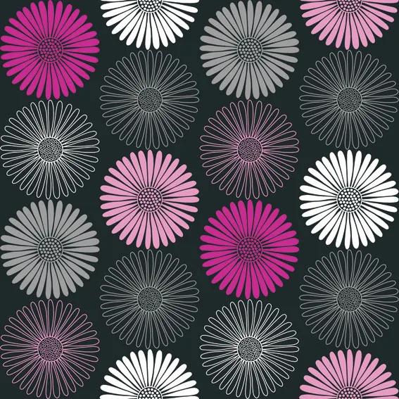 Arthouse Tapet - Daisy Black/Pink rulou 53 x 1000 cm