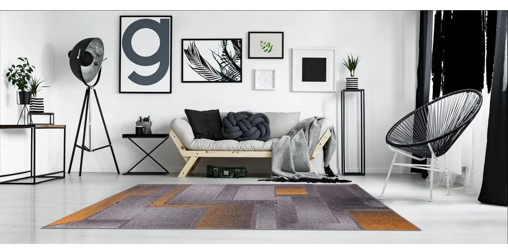 Covor galben ocru-gri 80x160 cm Meteo – FD