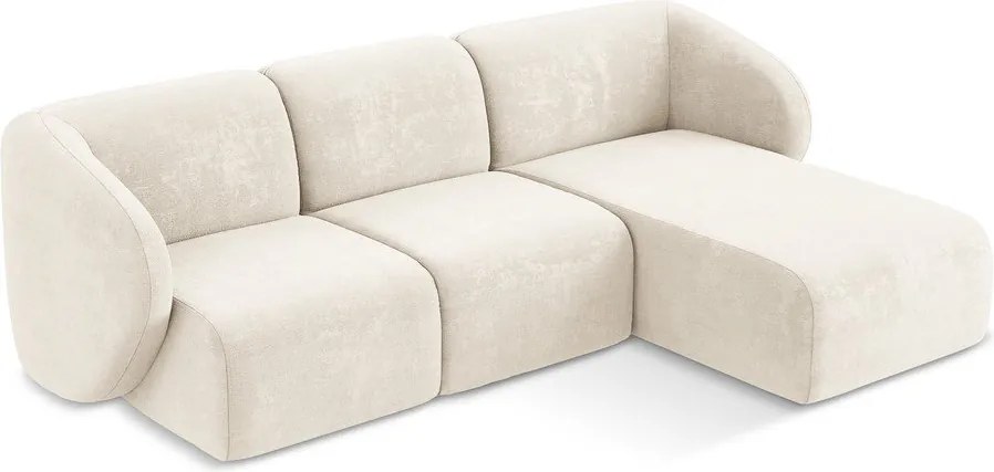 Colțar bej cu tapițerie din chenille (cu colț pe partea dreaptă/cu șezlong) Lani – Makamii