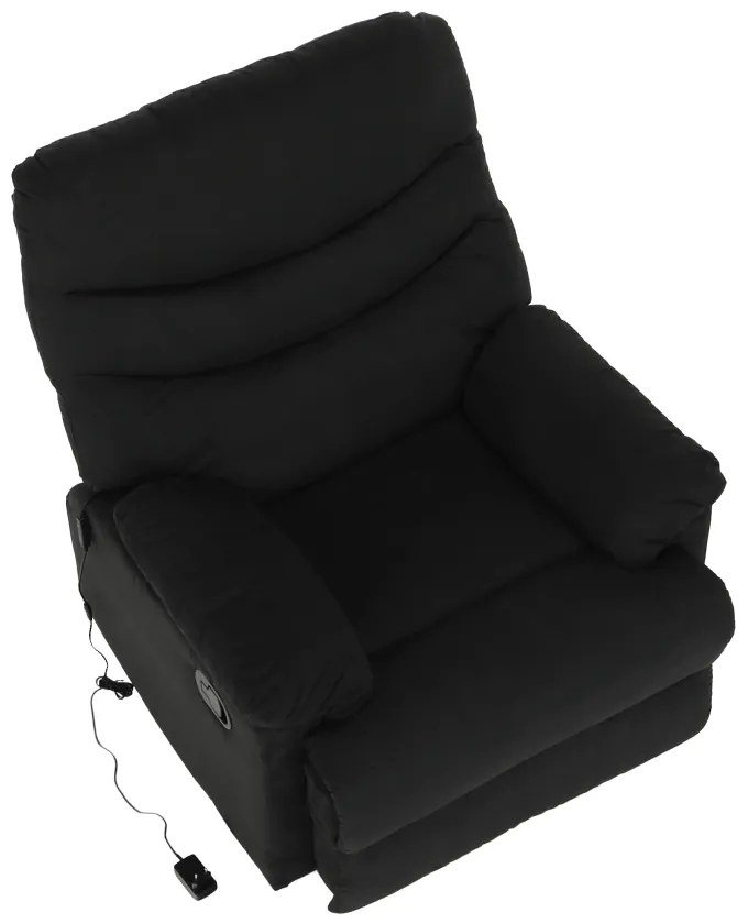 Fotoliu reglabil masaj, material textil catifea negru, LAMBERT