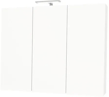 Dulapior cu oglinda Fly, 3 usi, iluminare LED, 100x77,5 cm, alb lucios, IP 44