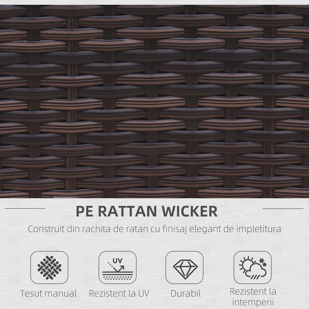 Outsunny Set Mobilier de Grădină 18 Piese din Ratan Sintetic Maro 80x80x50cm | Aosom Romania