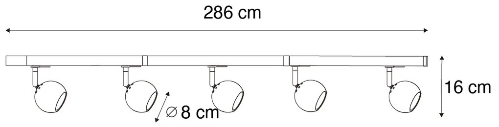 Sistem modern de șine monofazat cu 5 lumini negru cu auriu - Gissi