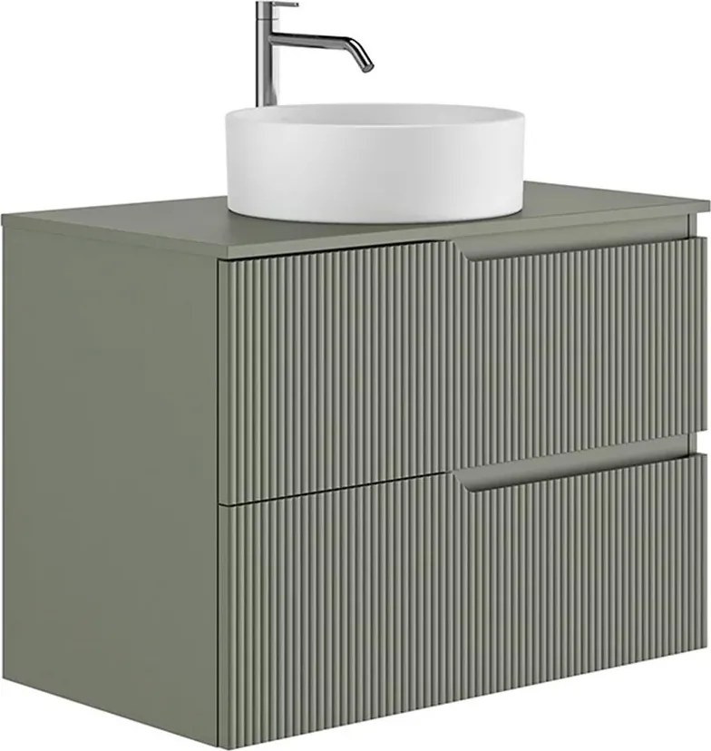 Set dulap baza suspendat Gala Canaletto 2 sertare 80 cm cu blat finisaj verde mat