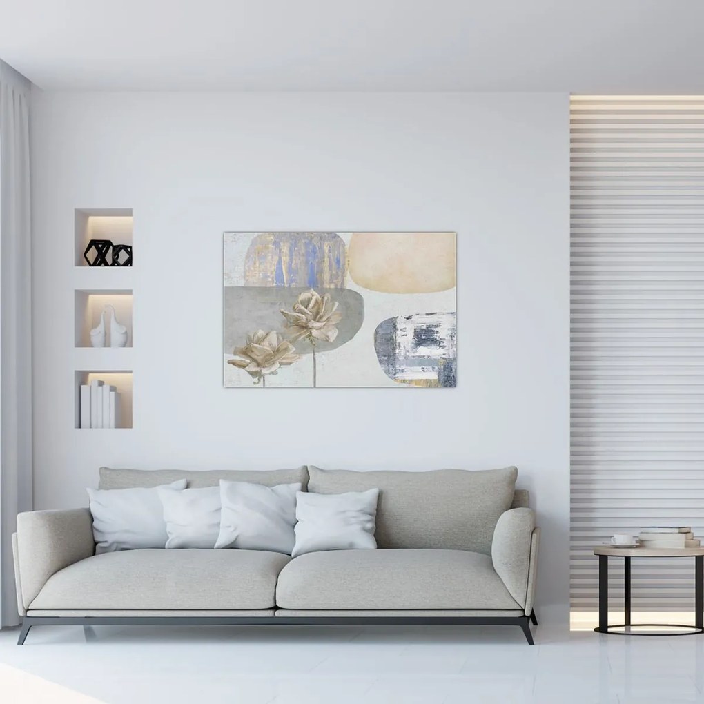 Tablou - Pictură flori și texturi (90x60 cm)