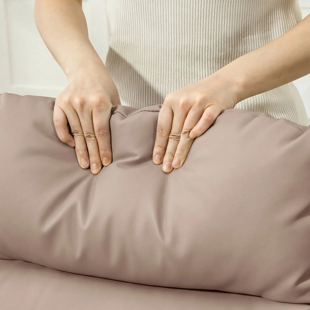 HOMCOM Fotoliu Reclinabil 160° cu Suport pentru Picioare, din Piele PU, Lemn și Oțel, 65x89x100 cm, Maro Deschis | Aosom Romania