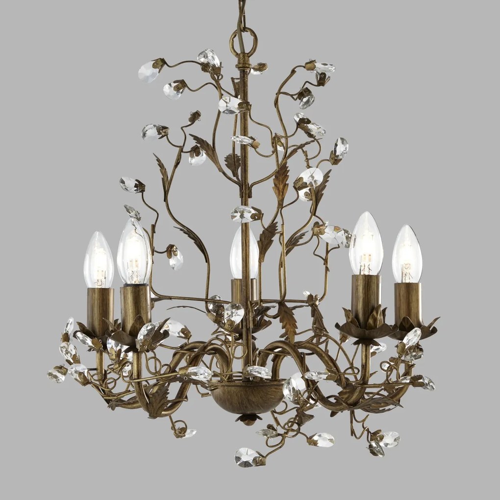 Lustra decorativa stil clasic Almandite 5L maro auriu 2495-5BR SRT
