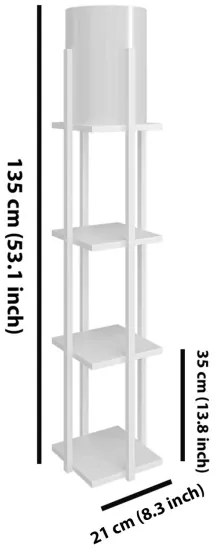 Lampadar cu rafturi NORA 1xE27/40W/230V alb