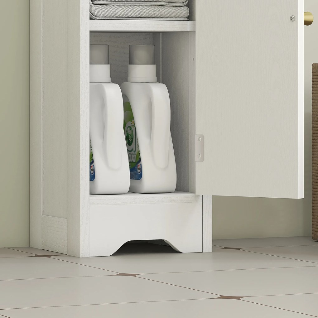 HOMCOM Mobilier baie mobilier toaletă WC depozitare îngust cu raft ajustabil economie spațiu pentru spații mici alb | Aosom Romania