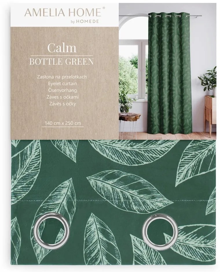 Draperie verde din catifea 140x250 cm Calm – Restilo
