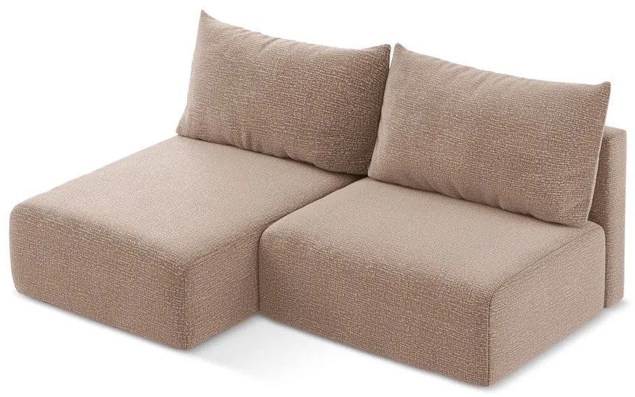 Colțar maro deschis extensibil/cu spațiu de depozitare (cu colț pe partea stângă) Kalena – Makamii