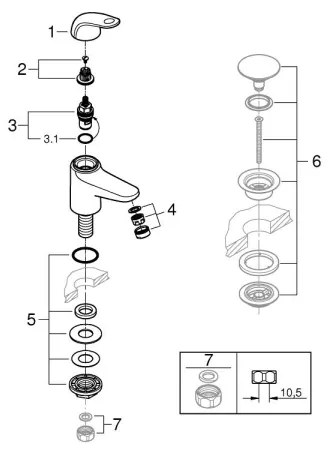 GROHE 20617001 - Baterie monocomandă SWIFT XS, crom lucios