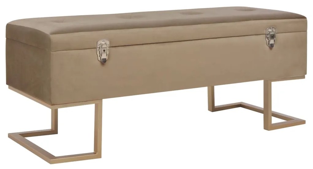 vidaXL Banchetă cu un compartiment de depozitare bej 105 cm catifea