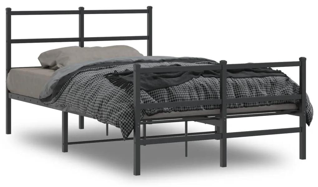 355380 vidaXL Cadru pat metalic cu tăblie de cap/picioare  negru, 120x190 cm