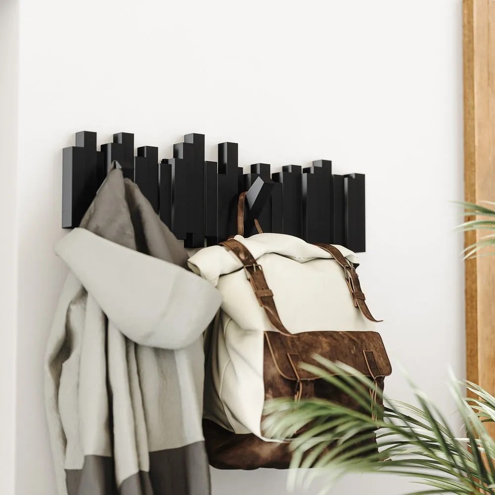 Cuier de perete negru din plastic Sticks – Umbra