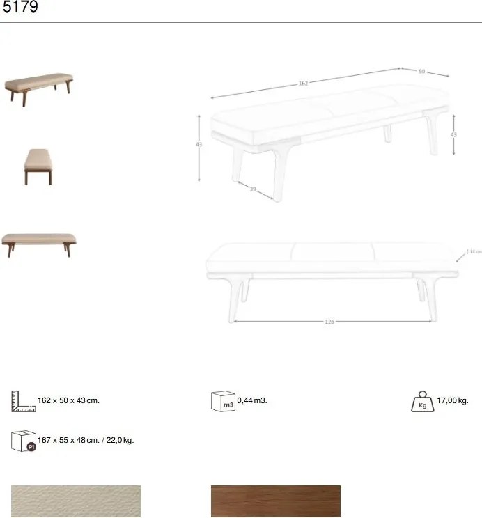 Bancheta din lemn si piele sintetica Mink