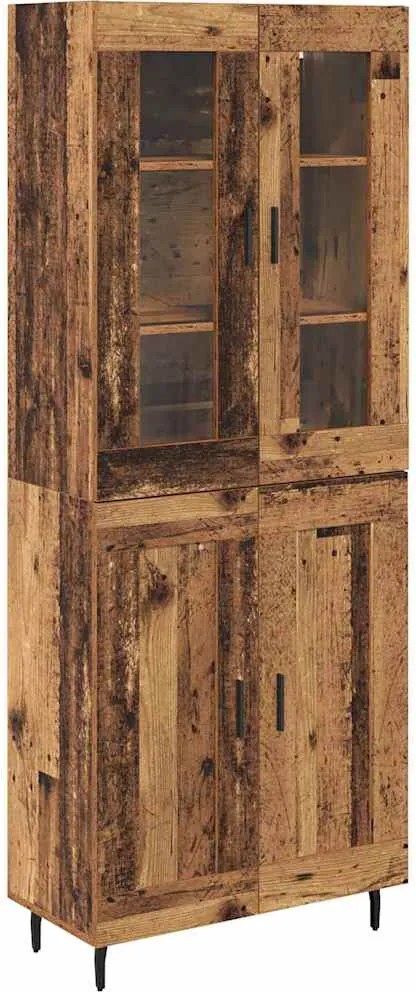 vidaXL Bufet 2 pcs Lemn Vechi Lemn Stratificat și Sticlă