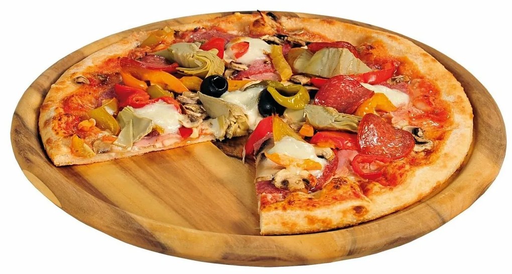Kesper 28462 Tăietor pentru pizza din lemn deacacia, diametru 32 cm