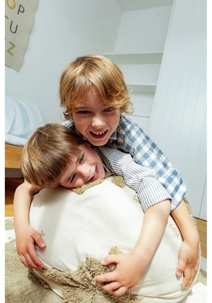 Fotoliu puf pentru copii verde-crem World Map – Lorena Canals