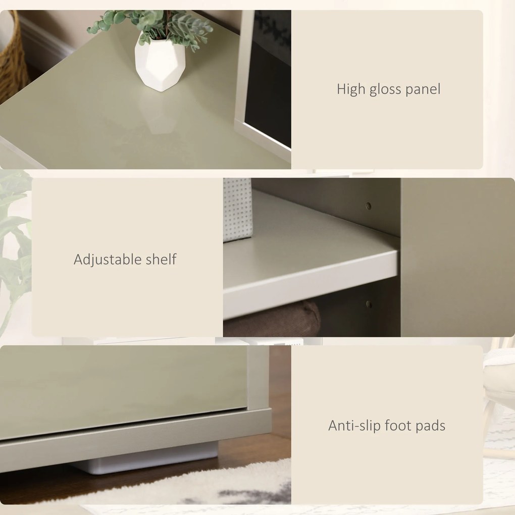 HOMCOM Comodă TV Gri pentru Televizoare până la 177cm, MDF, cu 3 Rafturi Deschise și 2 Dulapuri, 160x39x41.2 cm | Aosom Romania