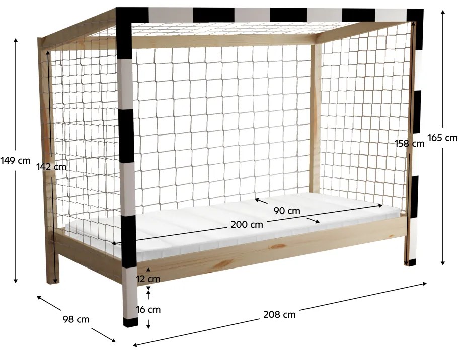 Pat Montessori, natural alb negru, 90x200, FUTAL