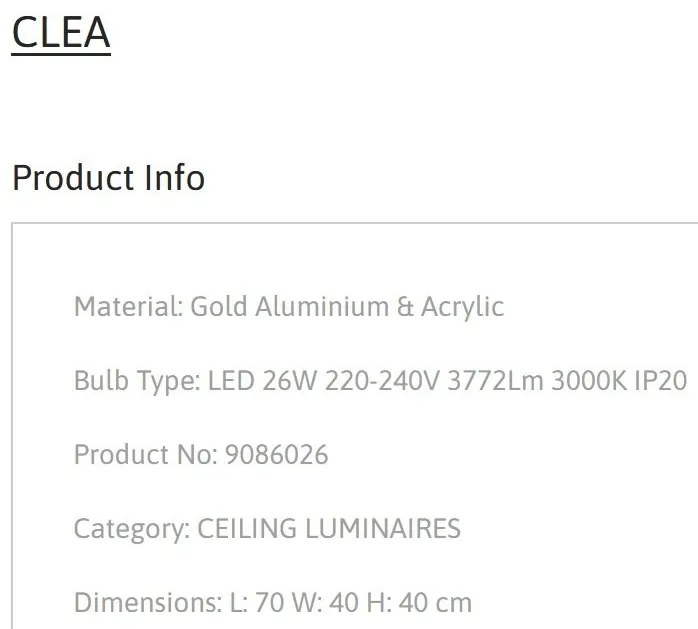 Lustra LED aplicata design modern CLEA aurie 26W