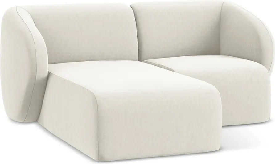 Colțar bej cu tapițerie din catifea (cu colț pe partea stângă/cu șezlong) Lani – Makamii