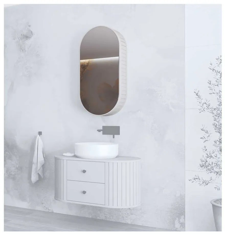 Dulap cu oglindă suspendat Belmore, crem