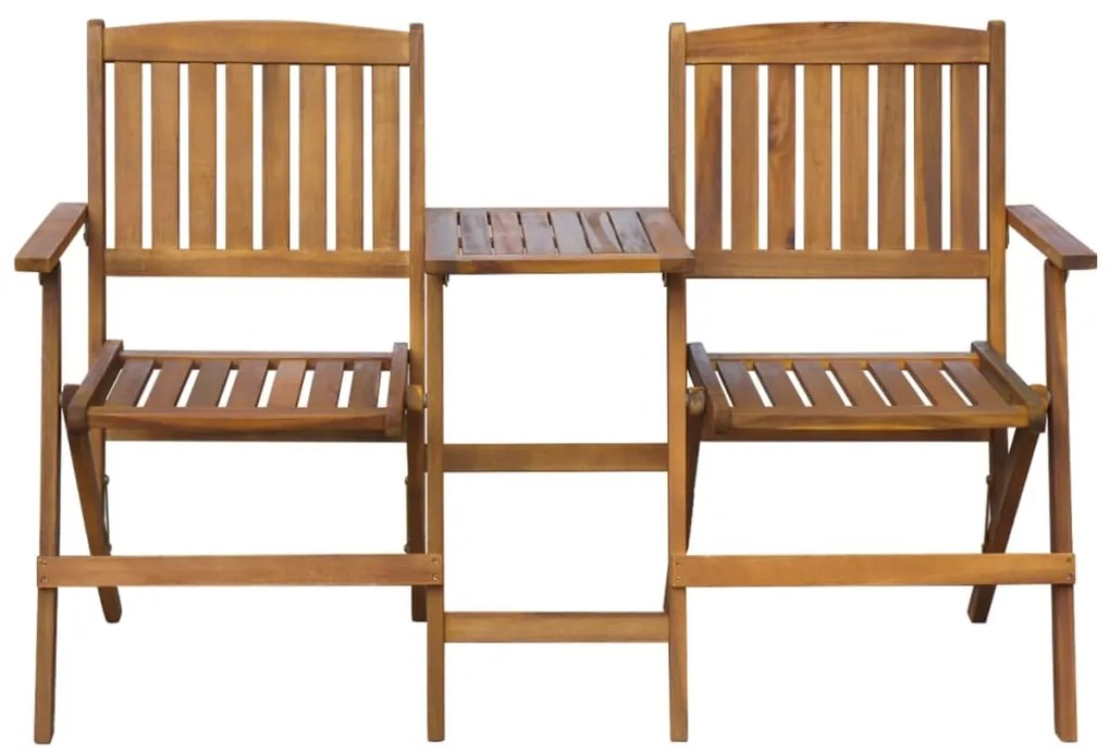 42654 vidaXL Bancă de grădină pliabilă cu măsuță, 140 cm, lemn masiv acacia