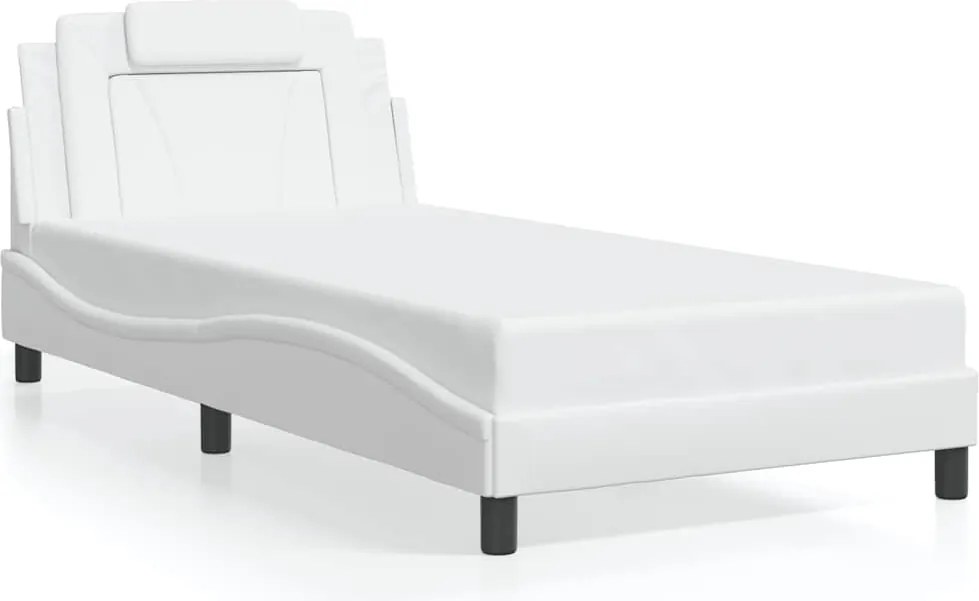 vidaXL Cadru de pat, Viana, fără saltea, alb, 100x200 cm, piele ecologică