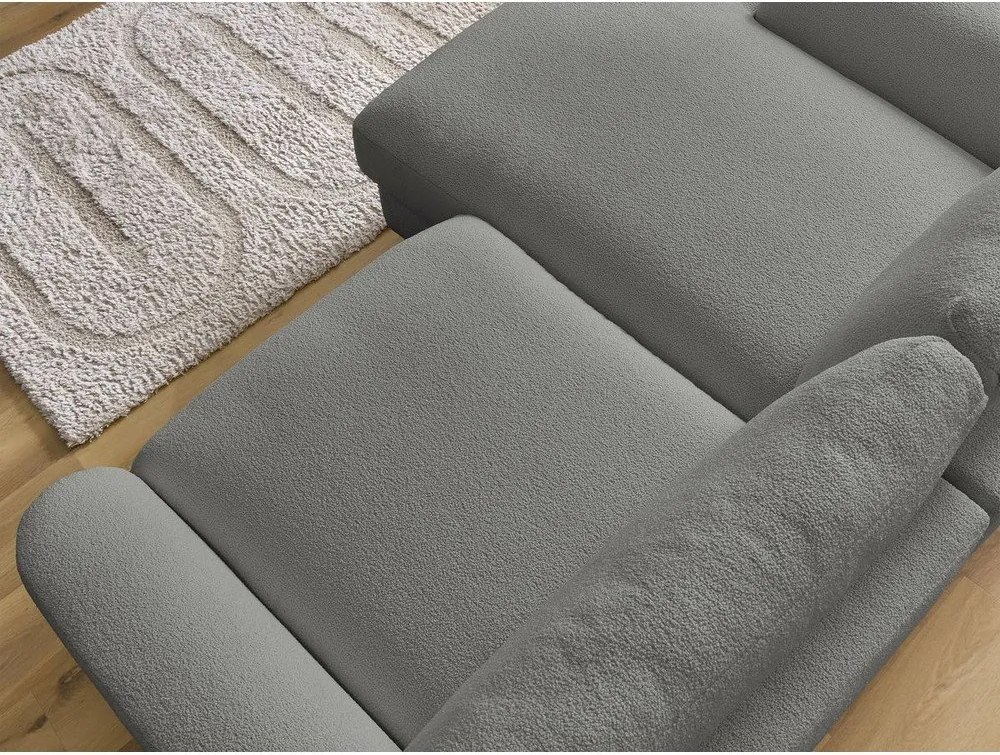 Colțar gri închis cu tapițerie din țesătură bouclé (cu colț pe partea stângă/cu șezlong) Leonore – Bobochic Paris