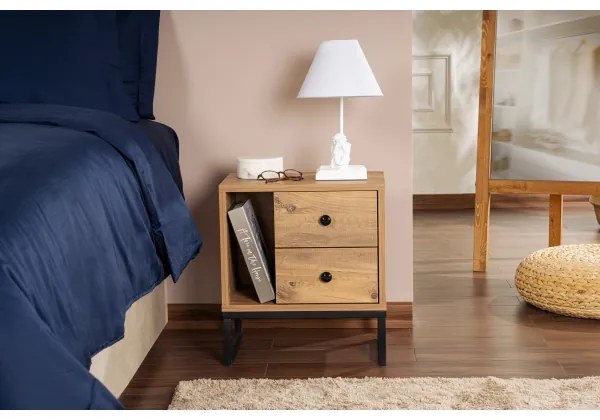 Noptieră GLIMMER 50x45,2 cm pin atlantic/negru