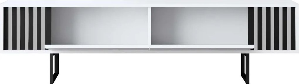 Comoda TV, Hanah Home, Chrome Line, 180x30x48 cm, Alb/Negru