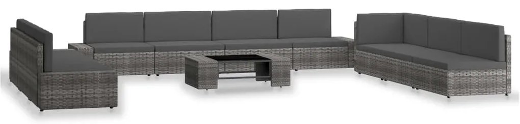 vidaXL Set mobilier de grădină, 10 piese, gri, poliratan