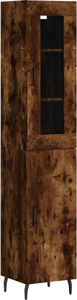 vidaXL Dulap înalt, stejar fumuriu, 34,5x34x180 cm, lemn prelucrat