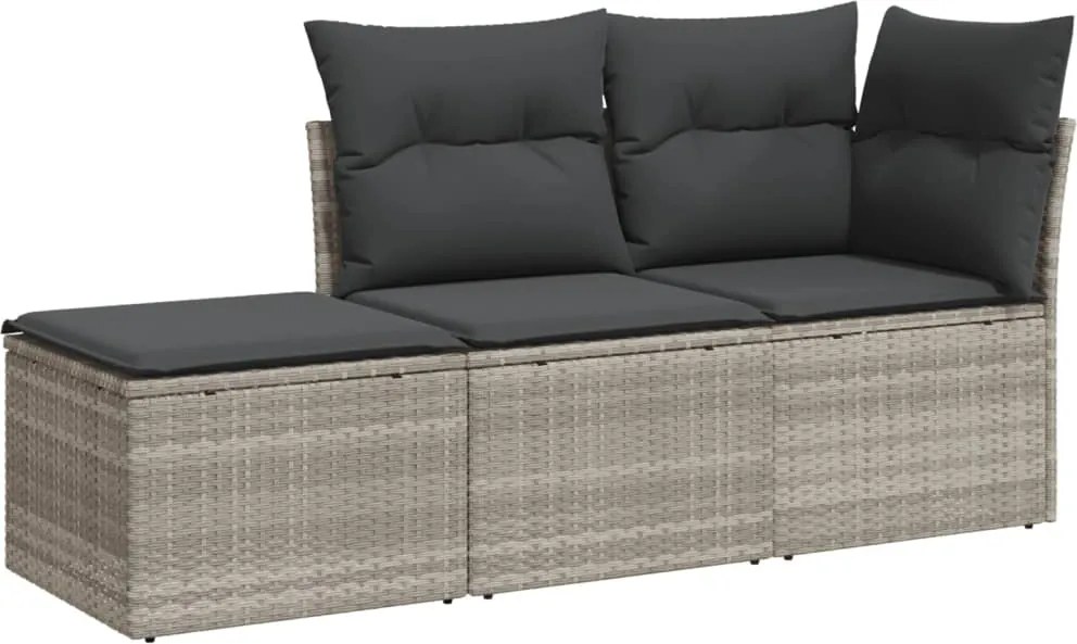 vidaXL Set canapele de grădină cu perne, 3 piese gri deschis poliratan