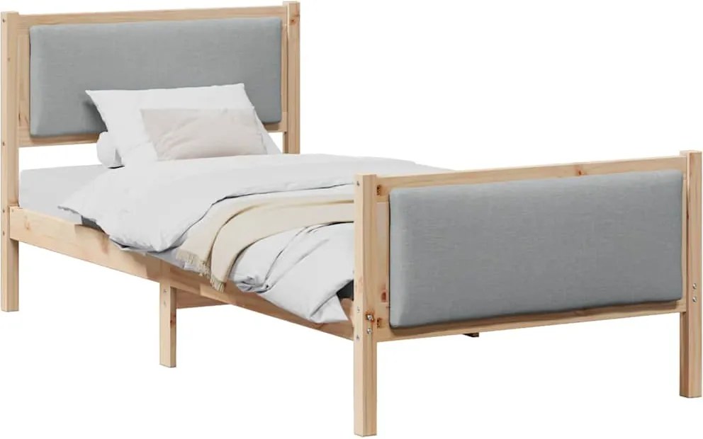vidaXL Cadru de pat cu headboard Gri deschis 90 x 190 cm țesătură