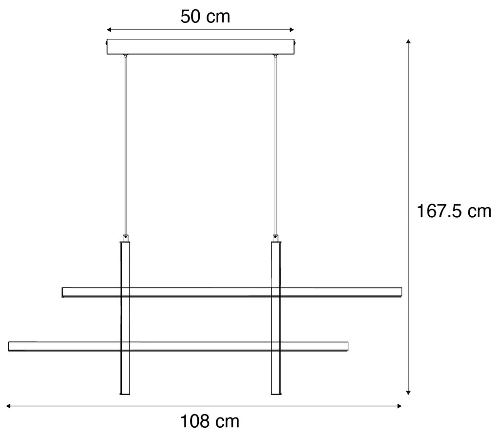 Lampă suspendată de design H neagră cu auriu, incl. LED cu 3 trepte de intensitate luminoasă - Joy
