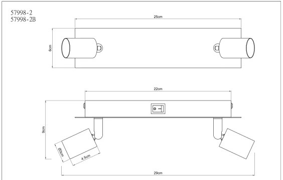 Spot DREW 2xGU10/35W/230V negru Globo 57998-2