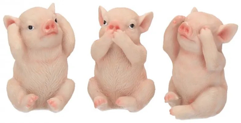 Set statuete Trei purcelusi intelepti 9.5 cm