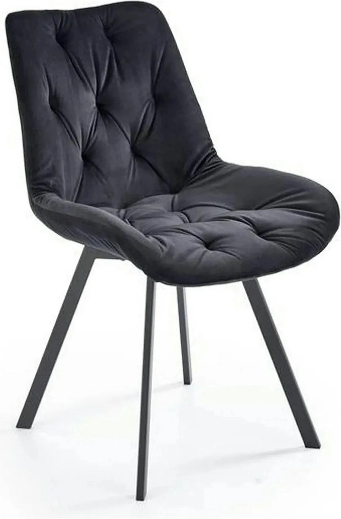 Scaun pivotant K519, negru, stofa catifelata/metal, 54x63x86 cm