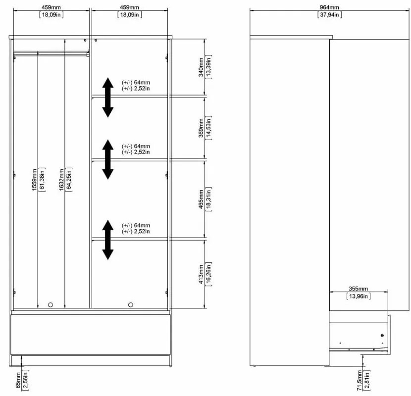 Șifonier alb 99x201 cm Naia - Tvilum