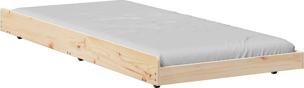 vidaXL Cadru de pat natural 75 x 190 cm Lemn de pin masiv