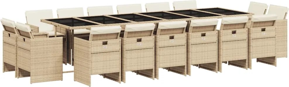 vidaXL Set mobilier de grădină cu perne, 17 piese, bej, poliratan