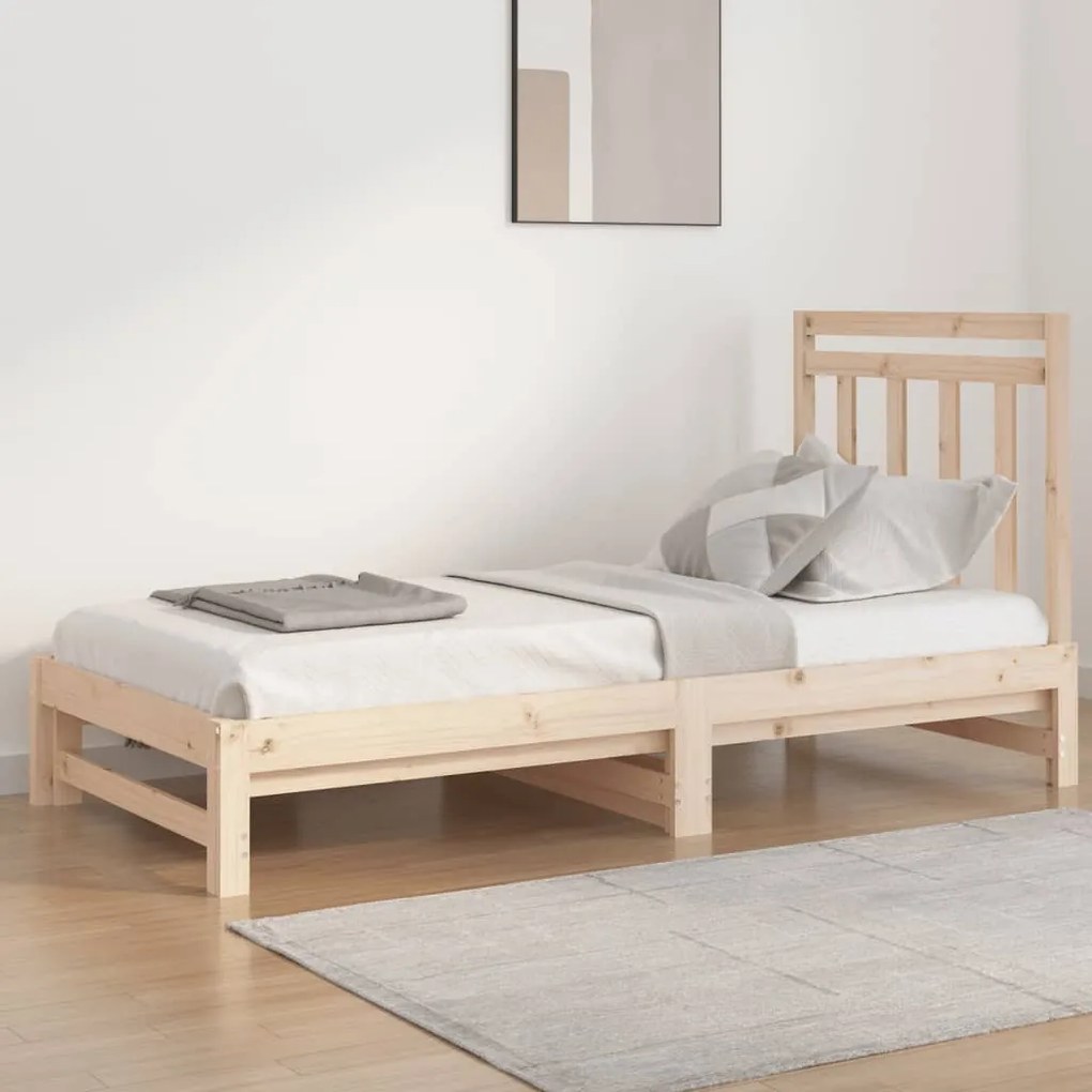 vidaXL Pat de zi extensibil, 2x(90x190) cm, lemn masiv de pin