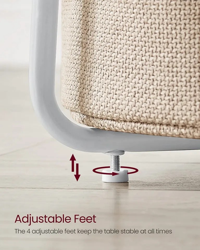 Masuta auxiliara alba din PAL melaminat si metal, ∅ 45 cm, Vasagle