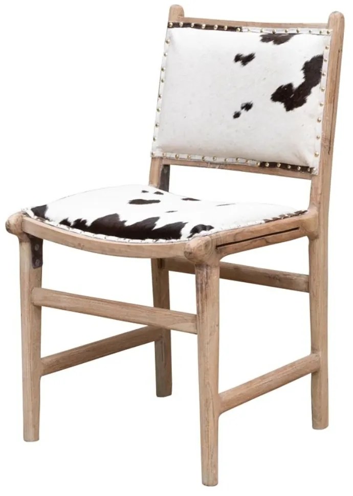 Scaun dining, din piele de vaca si lemn de mango, Isere
