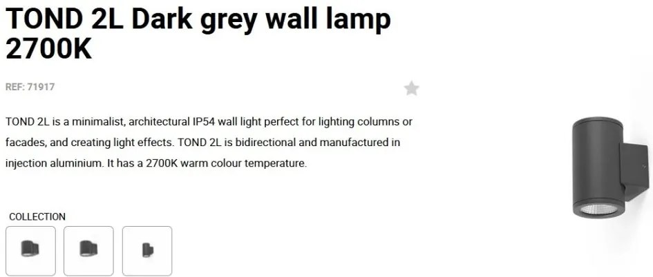 Aplica LED exterior iluminat arhitectural IP54 TOND 2L 2700K