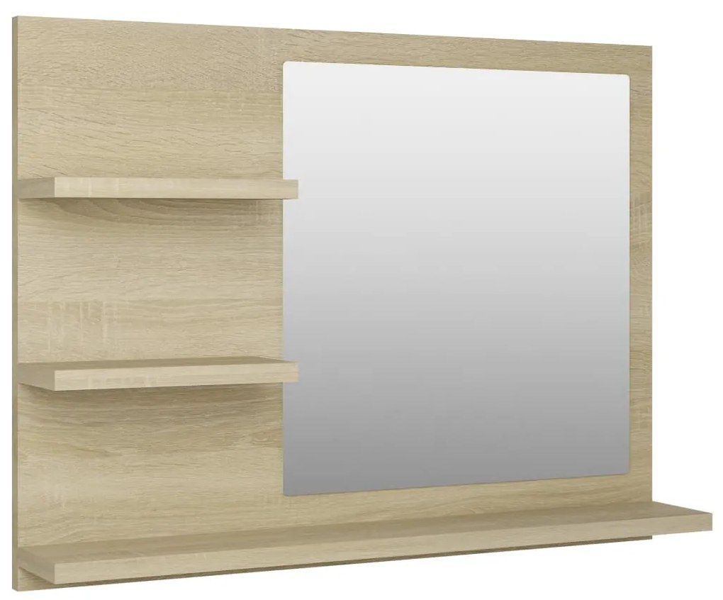 805009 vidaXL Oglindă de baie, stejar Sonoma, 60 x 10,5 x 45 cm, PAL